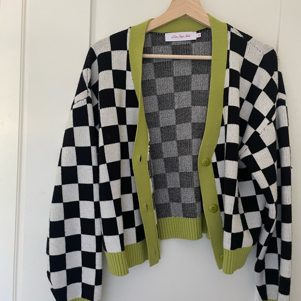 Lisa Says Gah Checkered Cardigan
